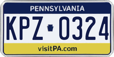 PA license plate KPZ0324