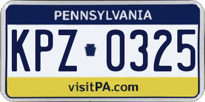 PA license plate KPZ0325