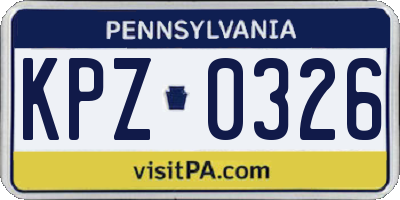 PA license plate KPZ0326