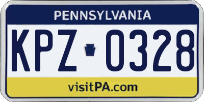 PA license plate KPZ0328