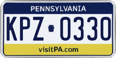 PA license plate KPZ0330