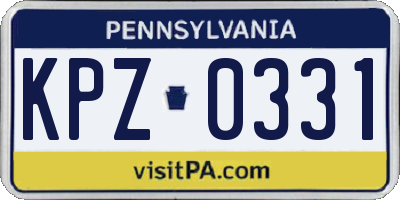PA license plate KPZ0331