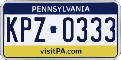 PA license plate KPZ0333