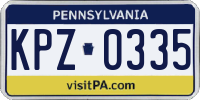 PA license plate KPZ0335