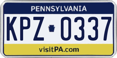 PA license plate KPZ0337