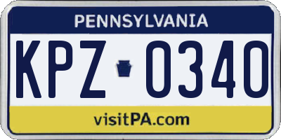 PA license plate KPZ0340