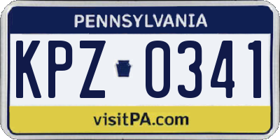 PA license plate KPZ0341
