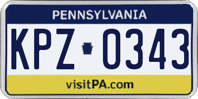 PA license plate KPZ0343