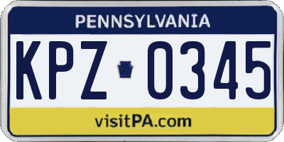 PA license plate KPZ0345