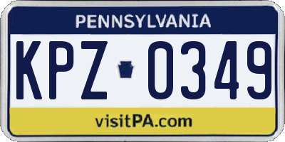 PA license plate KPZ0349