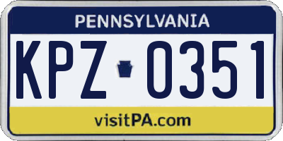 PA license plate KPZ0351