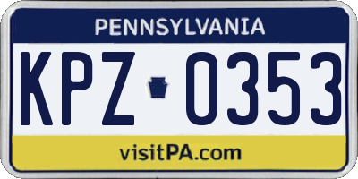 PA license plate KPZ0353