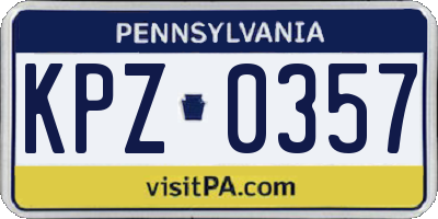 PA license plate KPZ0357