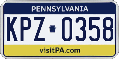PA license plate KPZ0358