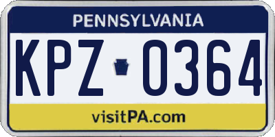 PA license plate KPZ0364