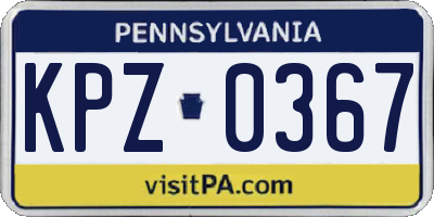 PA license plate KPZ0367