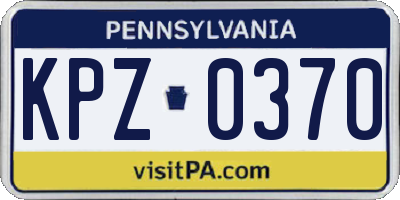 PA license plate KPZ0370