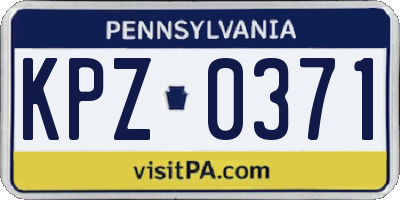 PA license plate KPZ0371