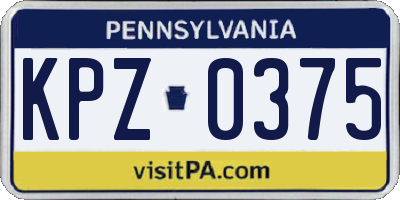 PA license plate KPZ0375