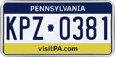 PA license plate KPZ0381