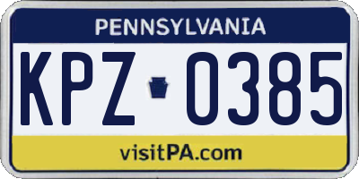 PA license plate KPZ0385