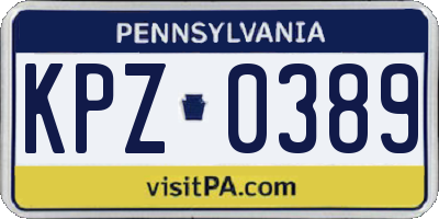 PA license plate KPZ0389