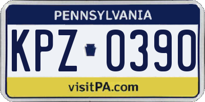 PA license plate KPZ0390