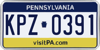 PA license plate KPZ0391