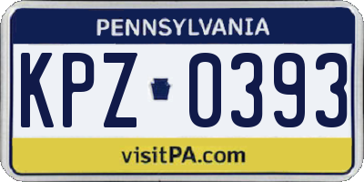 PA license plate KPZ0393