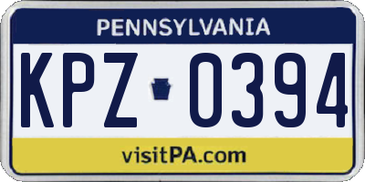 PA license plate KPZ0394