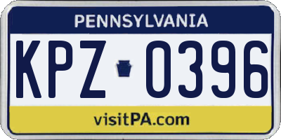 PA license plate KPZ0396