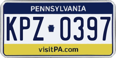 PA license plate KPZ0397