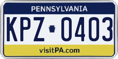 PA license plate KPZ0403