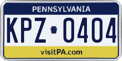 PA license plate KPZ0404