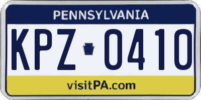 PA license plate KPZ0410
