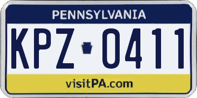 PA license plate KPZ0411