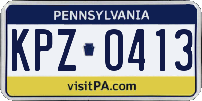 PA license plate KPZ0413
