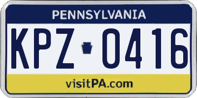 PA license plate KPZ0416