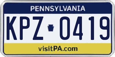 PA license plate KPZ0419