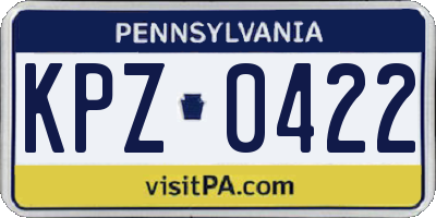 PA license plate KPZ0422