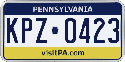 PA license plate KPZ0423