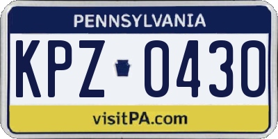 PA license plate KPZ0430