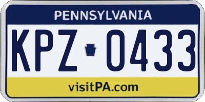 PA license plate KPZ0433