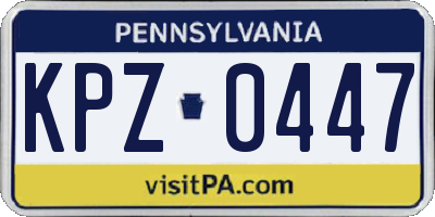 PA license plate KPZ0447