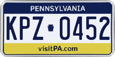 PA license plate KPZ0452