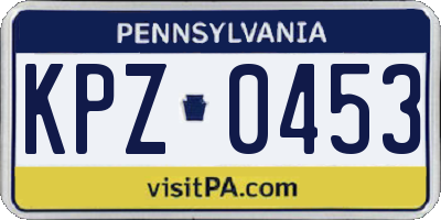 PA license plate KPZ0453