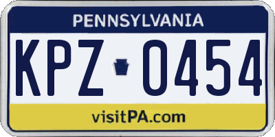 PA license plate KPZ0454