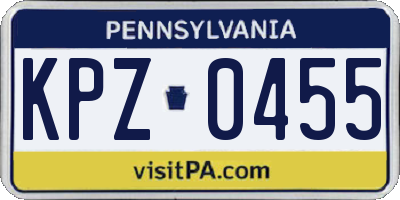 PA license plate KPZ0455