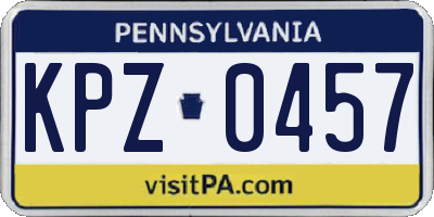 PA license plate KPZ0457