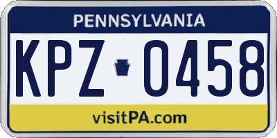 PA license plate KPZ0458